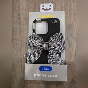 New Heyday iPhone 15 Pro Max Black With Bedazzled Bow Phone Case